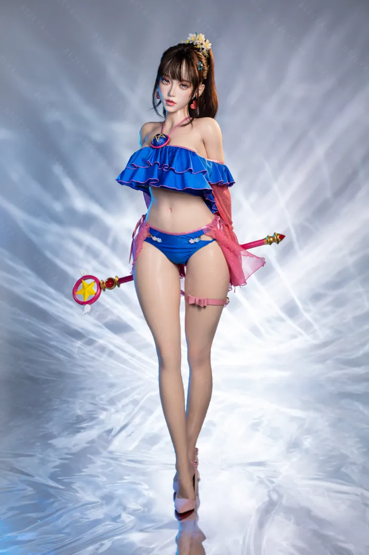 155cm (5ft1) Eカップ 軽量 シリコン ラブドール 可動式顎 ヘッド Nymphaea